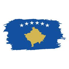 Brush painted national emblem of Kosovo country on white background
