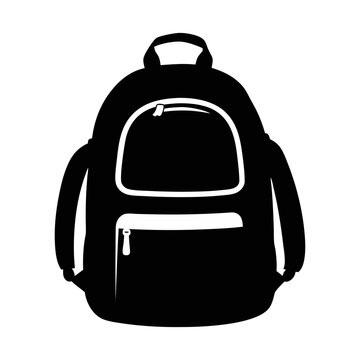 recommend clip art: School backpack black and white silhouette