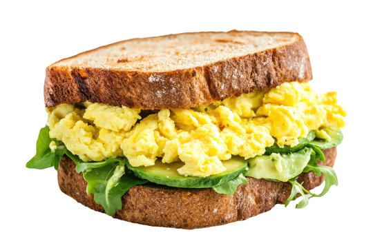 Delicious Avocado and Egg Breakfast Sandwich Isolated on a. Transparent Background
