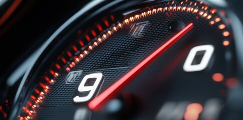 Close-up of a Speedometer Needle at 90