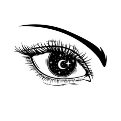 Galaxy Eye | Eye Contact | Celestial Eye | Mystical Eye | Moon Eye | Galaxy Space | Star Eye | Cute Galaxy Eye | Original Illustration | Vector and Clipart | Cutfile and Stencil