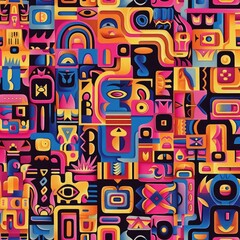 Abstract Geometric Pattern with Vibrant Colors and 3D Effects