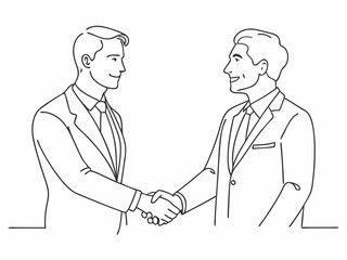 continuous single line drawing of businessmen shaking hands, business handshake line art vector illustration
