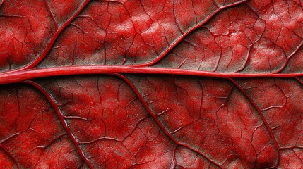   A close-up of a red leaf with water droplets on its surface