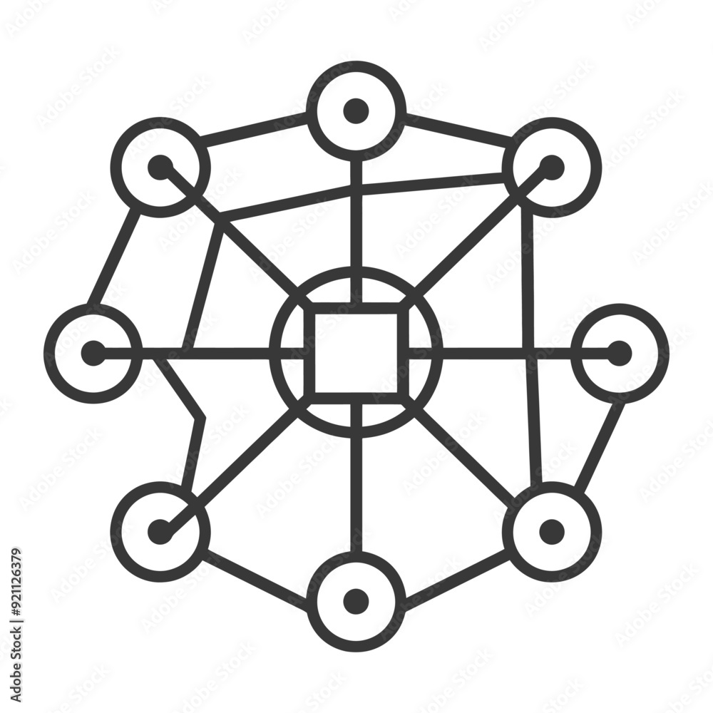 Poster network with a central hub and multiple connected nodes