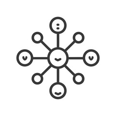 Network of connected circles with downward arrows