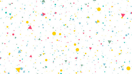 Triangle and round colorful confetti falling