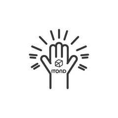 Open Hand with 3D Cube and Text ITOND