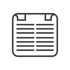 Outline Icon of a Paper Document with Rounded Corners and Seven Horizontal Lines