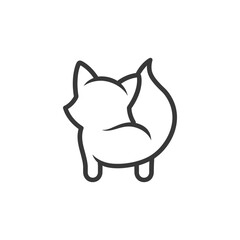 Outline Illustration of a Cartoon Fox