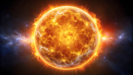 The sun against the dark starry sky