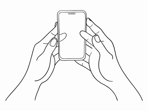 recommend clip art: continuous single line drawing of hands holding smartphone, line art vector illustration
                    