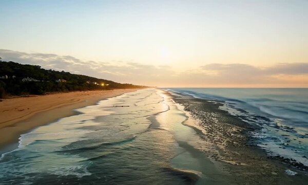 Time lapse of the changing tides on a coastal shore from day to night