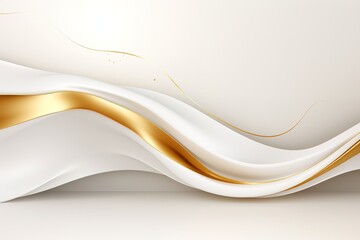 Obraz premium Abstract white and gold wave background.