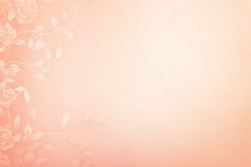 Peach soft pastel color background parchment with a thin barely noticeable floral ornament, wallpaper copy space