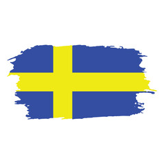 Brush painted national emblem of Sweden country on white background
