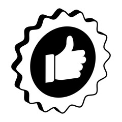 Black seal of approval or award starburst with like signage isometric concept vector icon design, token of recognition symbol, Expression of gratitude sign, distinctive insignia stock illustration