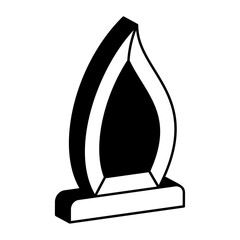Jade rounded beveled edge vector icon design, token of recognition symbol, Expression gratitude sign distinctive insignia illustration, Flame Accent Blue Glass with black base Award isometric concept