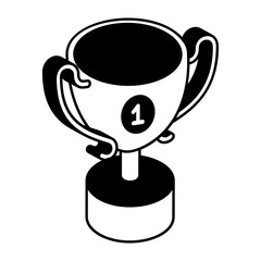 1st position award vector icon design, token of recognition symbol, Expression of gratitude sign, distinctive insignia illustration whiteen Cup presented for achievements in Academic isometric concept