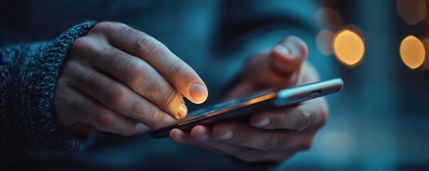 Hands interacting with a secure mobile app on a smartphone