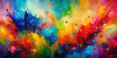Fototapeta premium Vibrant abstract expressionist artwork with bold colors , art, abstract, expressionist, vibrant, colorful
