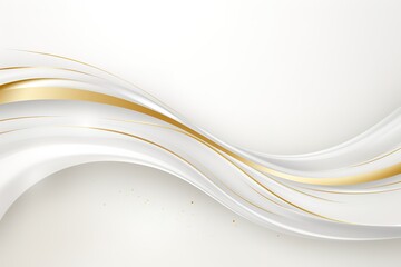 Obraz premium Abstract white and gold wave background with copy space.