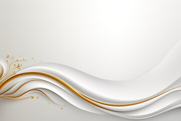 Obraz premium Abstract white and gold wave background with copy space.