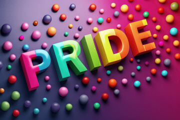 Pride Text with Colorful Dots Celebration at Night