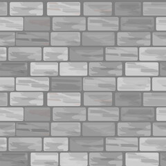 Brick texture. Rough brick background. Old brick wall drawing. Gray brick wall illustration. Vector graphics.