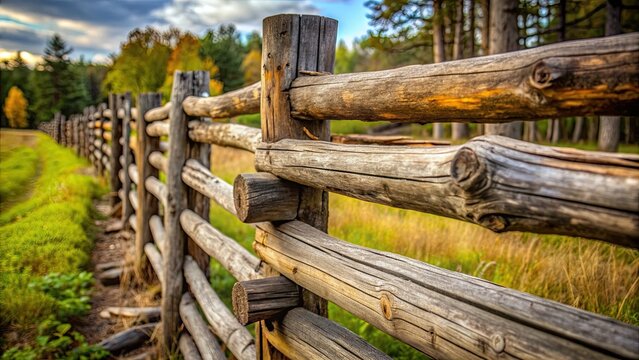 Close up of weathered wooden log fence , fence, wood, logs, natural, rustic, boundary, background, texture, outdoors, nature