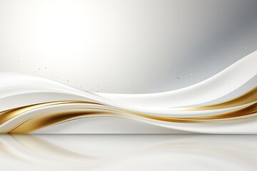 Obraz premium Abstract white and gold wave background with subtle glitter.
