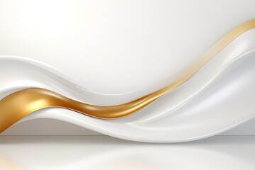 Obraz premium Abstract white and gold wave design.