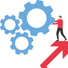 Protection with business settings financial crisis, policy, help company and business to survive, businessman leadership concept helps push down bar graph in economic collapse

