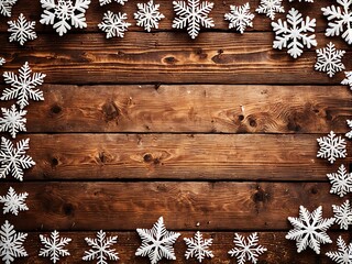 Fototapeta premium christmas snowflake background on wooden table
