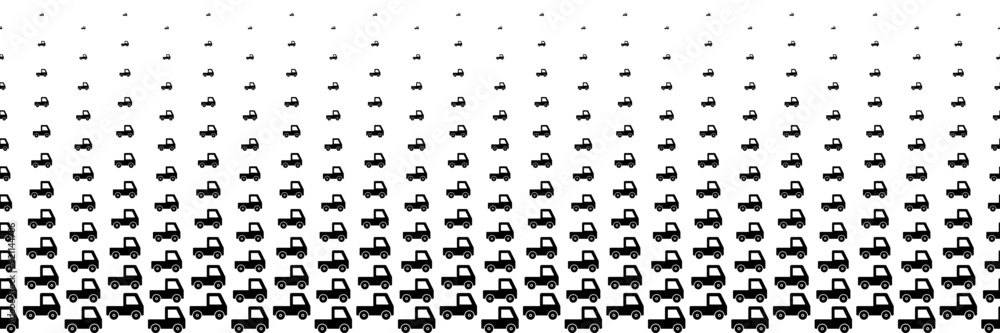 Poster horizontal halftone of black pickup truck for pattern and background.