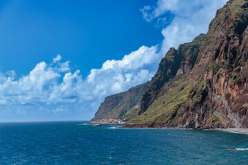 View of the Atlantic Ocean from the town of Jardim do Mar on the island of Madeira