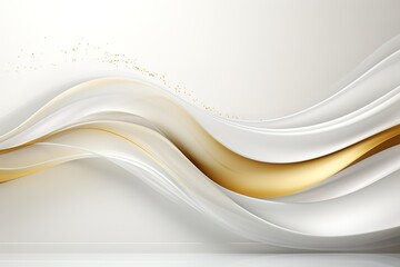Obraz premium Abstract white and gold waves background.