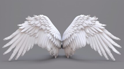 Obraz premium White Angel Wings on Grey Background