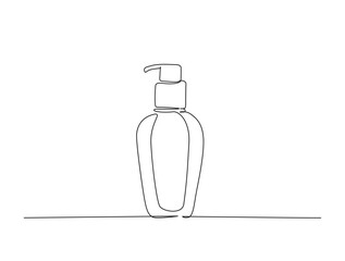 Obraz premium Continuous one line drawing of cosmetic lotion tube. Cosmetic bottle single line vector illustration. Editable line vector.