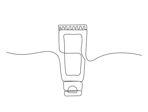 recommend clip art: Continuous one line drawing of cosmetic lotion tube. Cosmetic bottle single line vector illustration. Editable line vector.