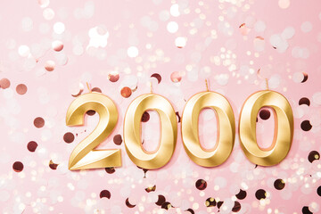 2000 followers card. Template for social networks, blogs. Festive Background Social media...