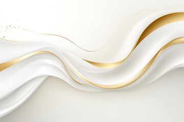 Obraz premium Abstract white and gold waves background.