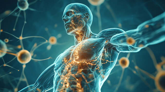 human endocrine system, a delicate balance of hormones guiding the body's rhythm