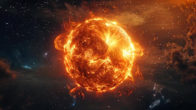 A star that could be the Sun with numerous solar storms and explosions from its surface