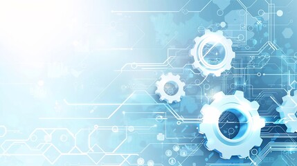 Obraz premium Abstract Technology Background with Gear Wheels and Circuits