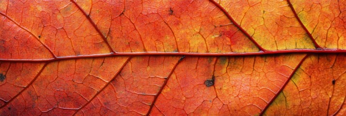 Fototapeta premium Close up autumn leaf texture. Nature texture of leaf macro