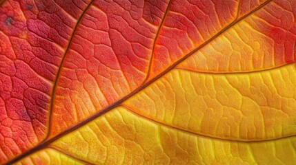 Obraz premium Close up autumn leaf texture. Nature texture of leaf macro