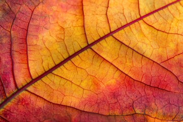 Obraz premium Close up autumn leaf texture. Nature texture of leaf macro