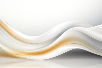 Abstract white and gold waves with reflection.
