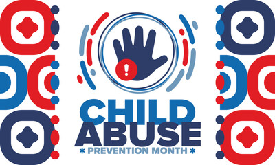 Obraz premium Child Abuse Prevention Month. Celebrate annual in April in United States. Stop child violence. Children protection and safety month. Unity for children. Poster, banner, background. Vector illustration